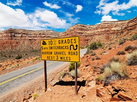 steep grade - Road sign warning steep grade in mountainous Utah landscape. Stock Photo - Budget Royalty-Free & Subscription, Code: 400-04507122