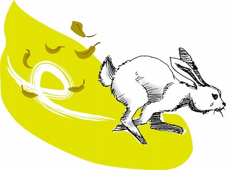 rabbit run - illustration, vector for a running rabbit Stock Photo - Budget Royalty-Free & Subscription, Code: 400-04507614
