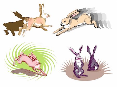 rabbit run - illustration, vector for a running rabbit Stock Photo - Budget Royalty-Free & Subscription, Code: 400-04507613