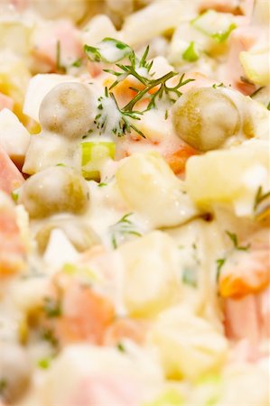 potato salad yellow - Meat salad with a peas, carrots and a potato Stock Photo - Budget Royalty-Free & Subscription, Code: 400-04507766