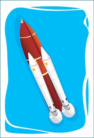 simsearch:400-04944412,k - Red rocket on a blue background Stock Photo - Budget Royalty-Free & Subscription, Code: 400-04508034