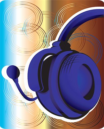 simsearch:400-04046708,k - Blue head phone on abstractive  background Fotografie stock - Microstock e Abbonamento, Codice: 400-04508038
