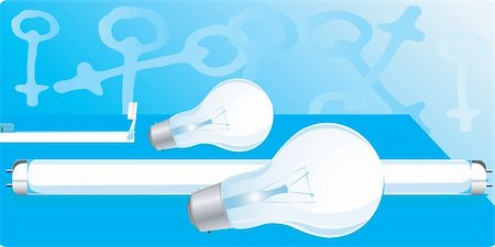 White bulbs and tubes on a blue back ground Stock Photo - Budget Royalty-Free & Subscription, Code: 400-04508045