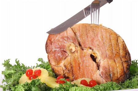 honey baked ham sliced Stock Photo - Budget Royalty-Free & Subscription, Code: 400-04508607