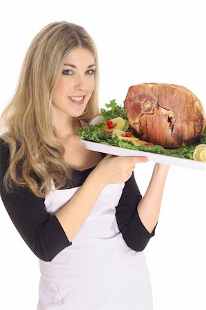 gorgeous woman serving a ham Stock Photo - Budget Royalty-Free & Subscription, Code: 400-04508619