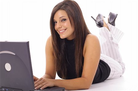 simsearch:400-04001221,k - happy woman checking emails on laptop Photographie de stock - Aubaine LD & Abonnement, Code: 400-04508939