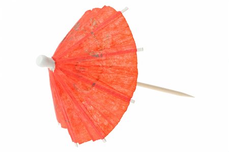 red asian cocktail umbrella on pure white Stock Photo - Budget Royalty-Free & Subscription, Code: 400-04509194