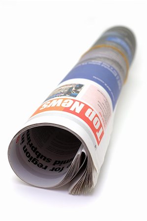 simsearch:400-04682528,k - Roll of newspaper, Top News headline, in isolated white background Stock Photo - Budget Royalty-Free & Subscription, Code: 400-04509303