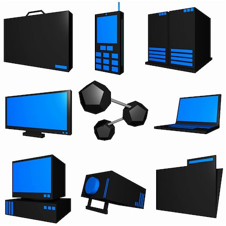 Information technology business icons and symbol set series - black blue Photographie de stock - Aubaine LD & Abonnement, Code: 400-04509325