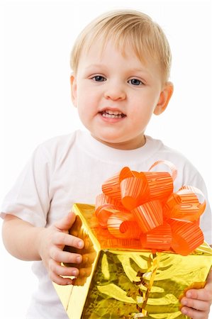simsearch:400-04001701,k - happy child with gift box. On white background. Stock Photo - Budget Royalty-Free & Subscription, Code: 400-04509411