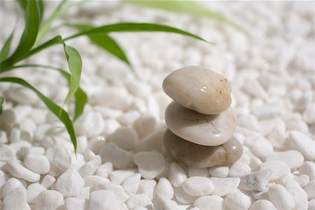 zen stones and bamboo on white pebbles background - meditation concept Stockbilder - Microstock & Abonnement, Bildnummer: 400-04509426