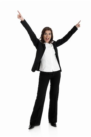 simsearch:400-04351235,k - Full body portrait of happy beautiful business woman isolated on white Foto de stock - Super Valor sin royalties y Suscripción, Código: 400-04509475