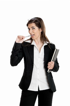 simsearch:400-04351235,k - Portrait of a young and beautiful business woman isolated on white with a case Foto de stock - Super Valor sin royalties y Suscripción, Código: 400-04509480