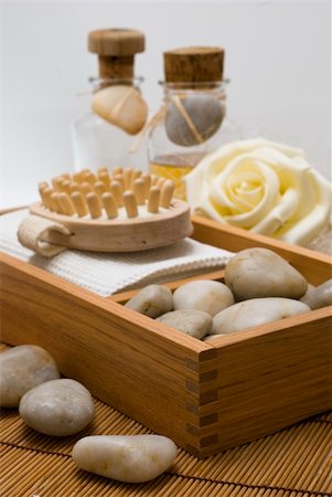 smithesmith (artist) - Accessories for wellness, spa or relaxing bath and Bottle with aromatic oil-accessory of weakening and improving procedures of aromatherapy - Zen stones Photographie de stock - Aubaine LD & Abonnement, Code: 400-04509877