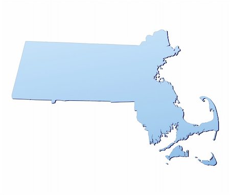 simsearch:400-04511519,k - Massachusetts(USA) map filled with light blue gradient. High resolution. Mercator projection. Foto de stock - Royalty-Free Super Valor e Assinatura, Número: 400-04509915