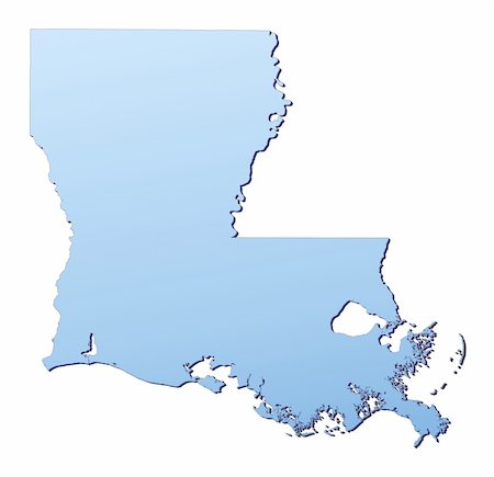 Louisiana(USA) map filled with light blue gradient. High resolution. Mercator projection. Stock Photo - Budget Royalty-Free & Subscription, Code: 400-04509913
