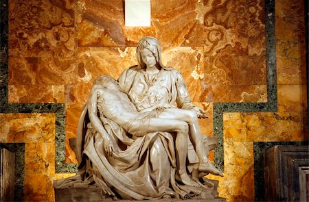 saint peter's basilica - Michelangelo's Pieta in St. Peter's Basilica in Rome. c. 1498-99 Stock Photo - Budget Royalty-Free & Subscription, Code: 400-04500133