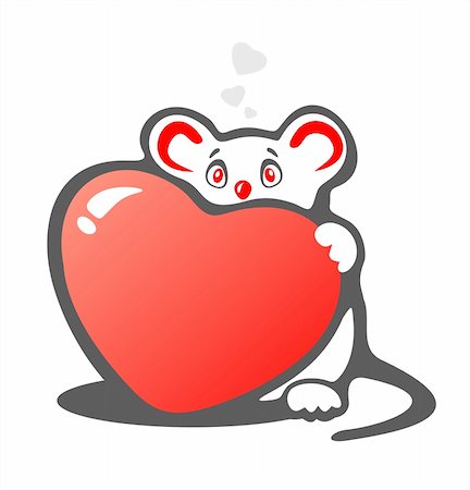 simsearch:400-04243019,k - Stylized timid mouse with heart on a white background. Valentines illustration. Photographie de stock - Aubaine LD & Abonnement, Code: 400-04500158