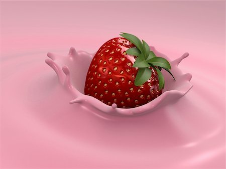 simsearch:400-03993668,k - 3d rendered illustration of yogurt with a strawberry Foto de stock - Super Valor sin royalties y Suscripción, Código: 400-04500656