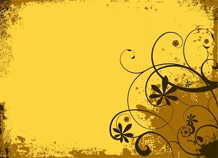 faded splatter background - Yellow and brown warm summers grunge floral background Stock Photo - Budget Royalty-Free & Subscription, Code: 400-04500865