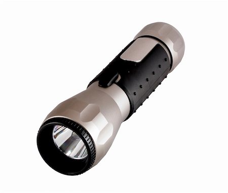 simsearch:400-08187651,k - Aluminium flashlight isolated on white Fotografie stock - Microstock e Abbonamento, Codice: 400-04501152