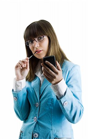 simsearch:400-04434095,k - Beautiful businesswoman holding a PDA over a white background Photographie de stock - Aubaine LD & Abonnement, Code: 400-04501329