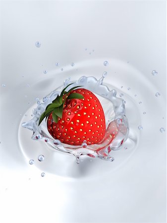 simsearch:400-04823336,k - 3d rendered illustration of a strawberry falling into water Fotografie stock - Microstock e Abbonamento, Codice: 400-04502257