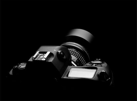 Professional camera outline isolated background - black and white Stock Photo - Budget Royalty-Free & Subscription, Code: 400-04502318