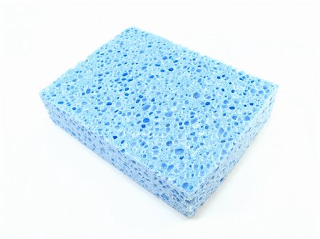 a blue sponge over a on a white background Stock Photo - Budget Royalty-Free & Subscription, Code: 400-04502415