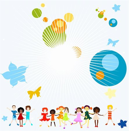 simsearch:400-04953342,k - Group of kids playing, abstract background, creative design Stock Photo - Budget Royalty-Free & Subscription, Code: 400-04503378