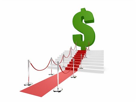 simsearch:400-08035191,k - 3d rendered illustration of a red carpet on a stair and a green dollar sign Foto de stock - Super Valor sin royalties y Suscripción, Código: 400-04514002