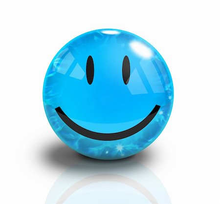 simsearch:400-05946517,k - Blue Smiley 3D Happy Face with water waves inside on white background Foto de stock - Royalty-Free Super Valor e Assinatura, Número: 400-04514149