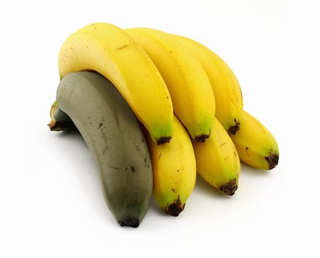 decaying fruit photography - bunch of ripe bananas with one rotten, natural shadow underneath Stock Photo - Budget Royalty-Free & Subscription, Code: 400-04514314