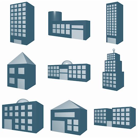 A set of architecture type clip art in 3d blue Stock Photo - Budget Royalty-Free & Subscription, Code: 400-04514577