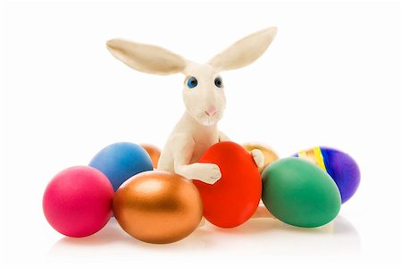 simsearch:400-05040794,k - Rabbit sits near to  Easter eggs.The image contains a path. Stock Photo - Budget Royalty-Free & Subscription, Code: 400-04514611