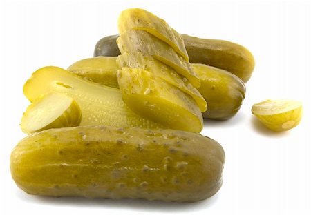 pickling gherkin - Naturally Fermented Full Sour Pickles isolated on White Background. Stock Photo - Budget Royalty-Free & Subscription, Code: 400-04514989