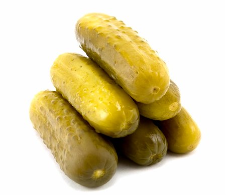 pickling gherkin - Naturally Fermented Full Sour Pickles isolated on White Background. Stock Photo - Budget Royalty-Free & Subscription, Code: 400-04514990