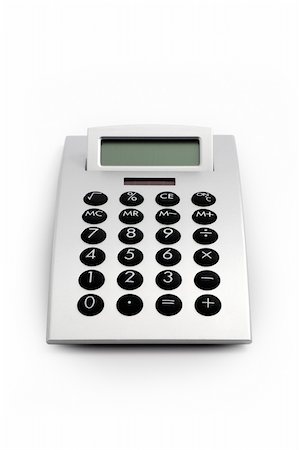 Design electronic calculator, front view. Isolated on white with clipping path excluding shadows. Stockbilder - Microstock & Abonnement, Bildnummer: 400-04515310
