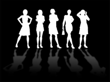 simsearch:400-04017214,k - Businesswomen silhouettes in different poses and attitudes Stockbilder - Microstock & Abonnement, Bildnummer: 400-04515412