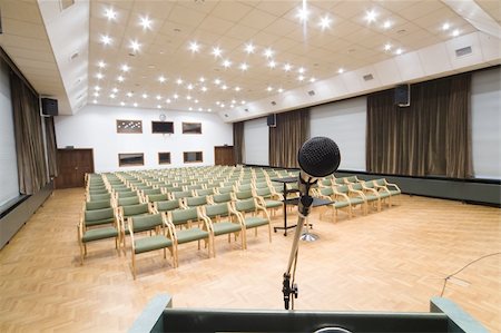 empty school chair - empty conference room with microphone ready to speech Stock Photo - Budget Royalty-Free & Subscription, Code: 400-04515465