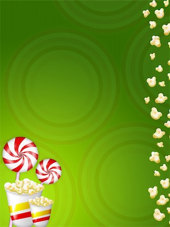 sweet and salty - Illustration of sweet candies with red stripes and popcorns Stock Photo - Budget Royalty-Free & Subscription, Code: 400-04515475
