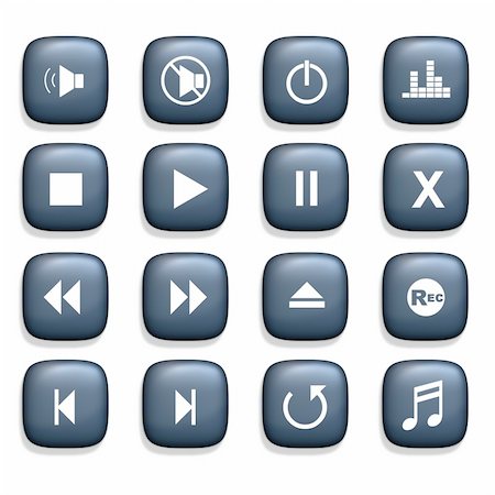 pause button - 16 Media player icons over a white background Stock Photo - Budget Royalty-Free & Subscription, Code: 400-04515788