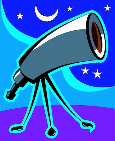person focusing telescope - Illustration of a telescope in a tripod Stock Photo - Budget Royalty-Free & Subscription, Code: 400-04515923