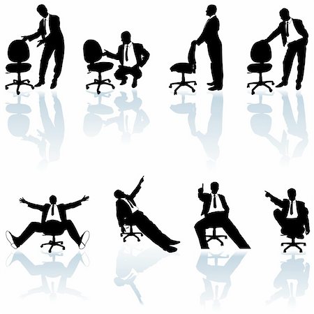 shirt and tie and jacket vector - Business Silhouettes 24 - Rolling chairs - illustrations as vector. Stock Photo - Budget Royalty-Free & Subscription, Code: 400-04515940