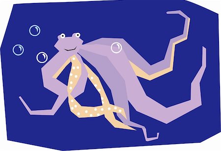Illustration of an octopus in blue Stock Photo - Budget Royalty-Free & Subscription, Code: 400-04516240