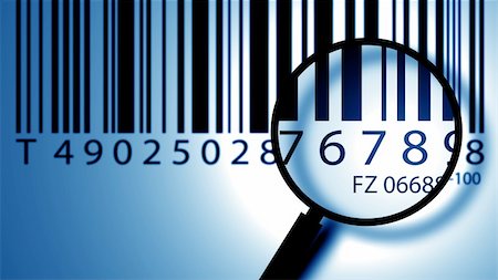 person paying cash in supermarket - Bar code label with lens,2D digital art Photographie de stock - Aubaine LD & Abonnement, Code: 400-04516300