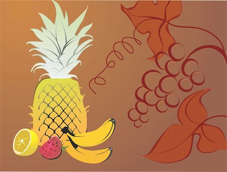 simsearch:400-04524035,k - Illustration of banana, strawberry Foto de stock - Super Valor sin royalties y Suscripción, Código: 400-04516571