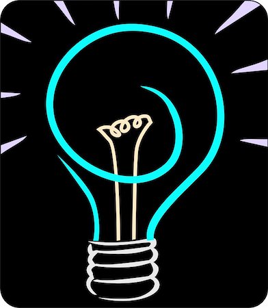Illustration of bulb with filament in black background Stock Photo - Budget Royalty-Free & Subscription, Code: 400-04516586