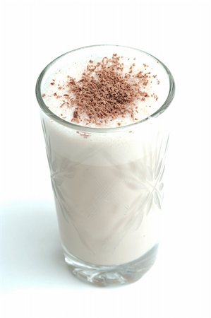 Glass with dairy chocolate drink on a white background Stockbilder - Microstock & Abonnement, Bildnummer: 400-04516896
