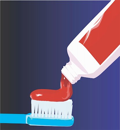 Illustration of toothbrush and   red toothpaste Stock Photo - Budget Royalty-Free & Subscription, Code: 400-04517147